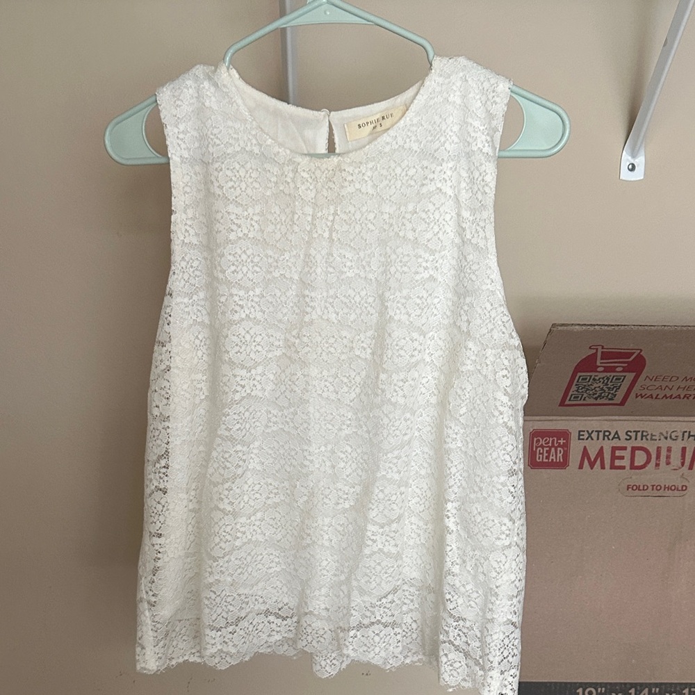 Sophie Rue White Lace Sleeveless Blouse